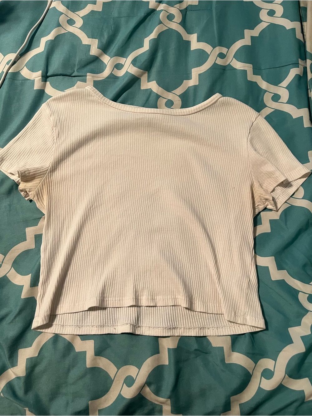 Divided Ivory/White Ribbed Crop Top